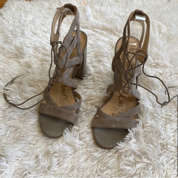 Womens Straps gladiator chunk high heels suede sandals/booties, Size: 9.5 - Picture 5 of 7